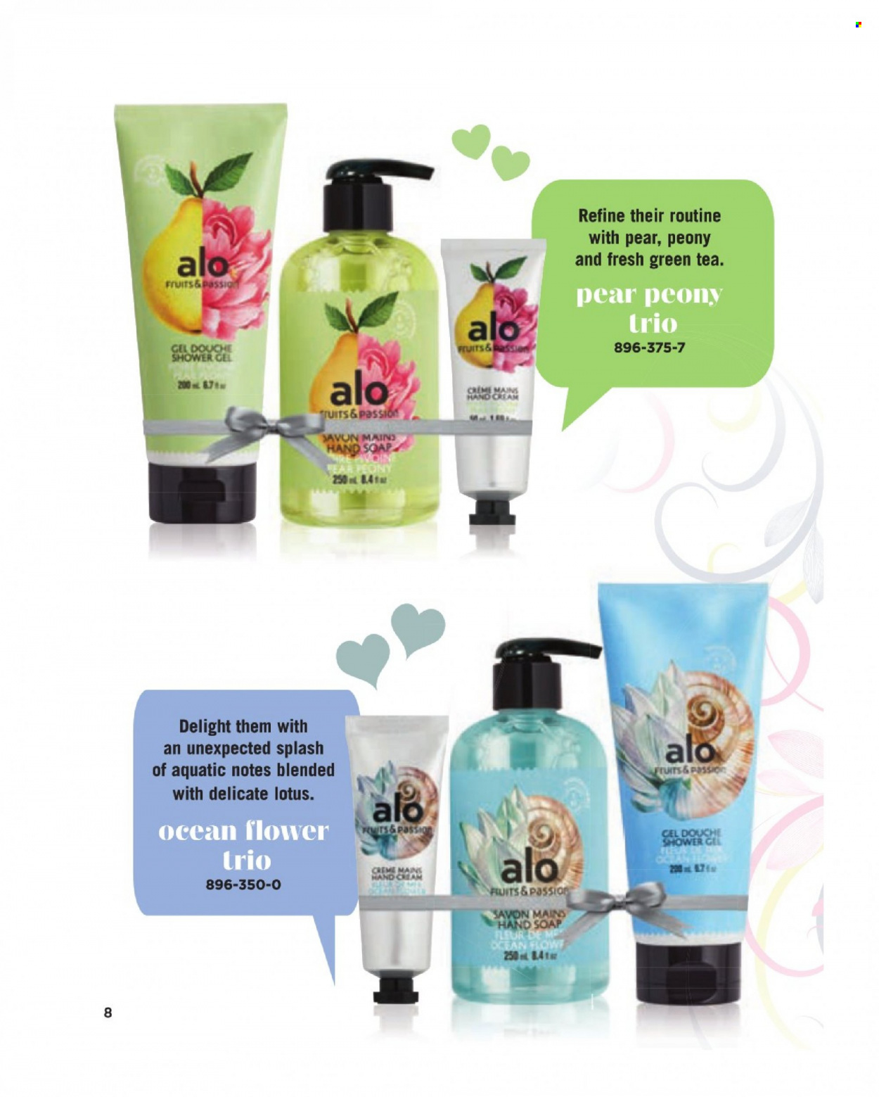 Circulaire Avon - Produits soldés - Lotus, savon, gel douche, crème mains. Page 8.