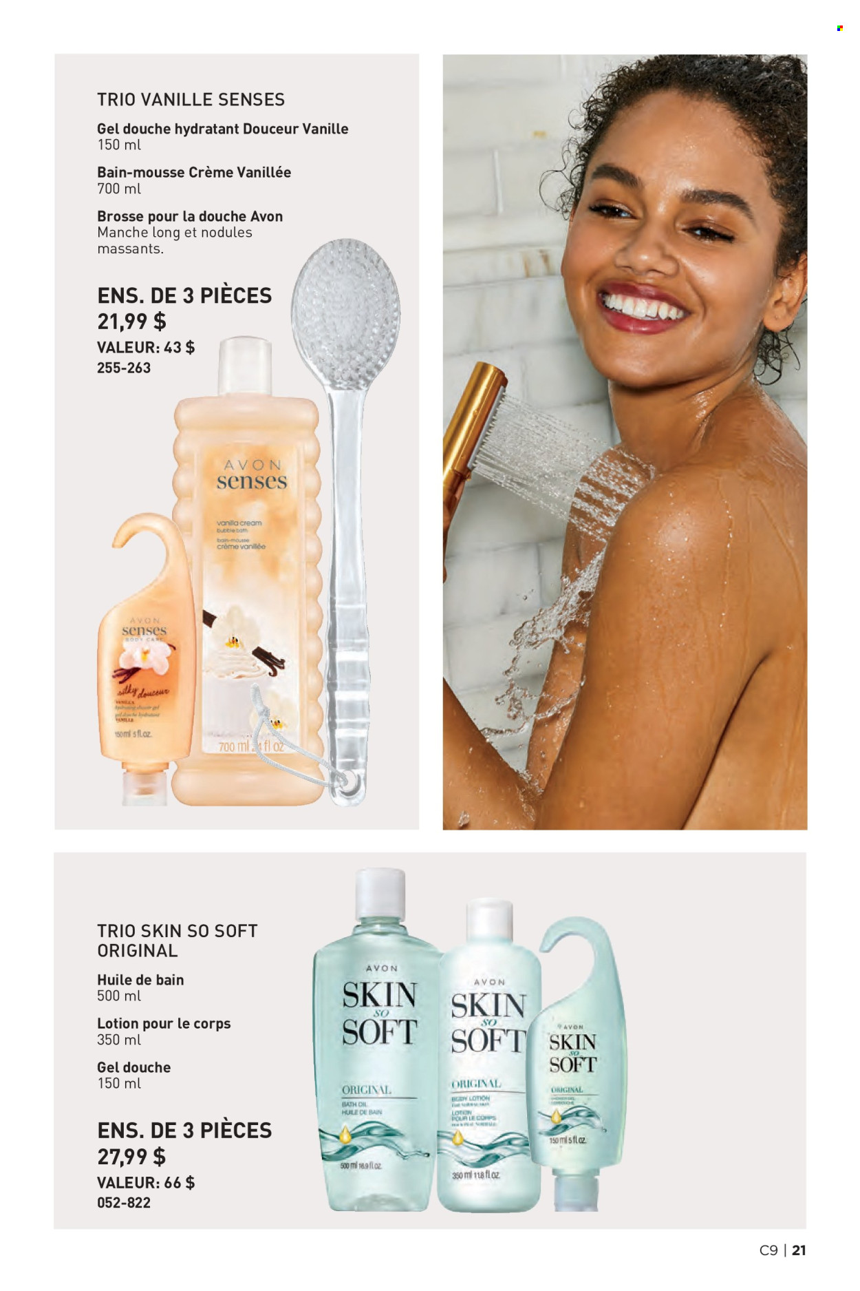 thumbnail - Circulaire Avon - Produits soldés - gel douche, brosse, lotion pour le corps. Page 21.