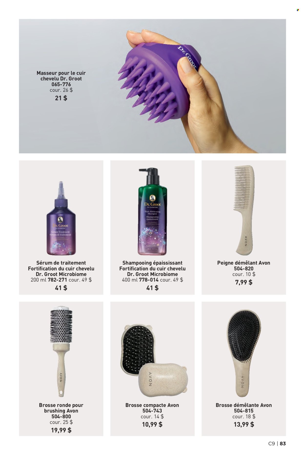 thumbnail - Circulaire Avon - Produits soldés - shampooing, sérum, brosse. Page 83.