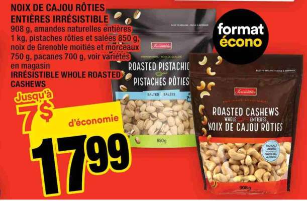 NOIX DE CAJOU RÔTIES ENTIÈRES IRRÉSISTIBLE