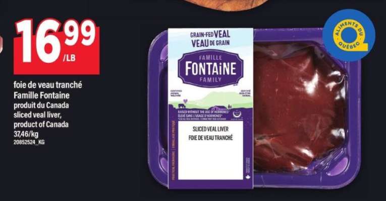 foie de veau tranché Famille Fontaine