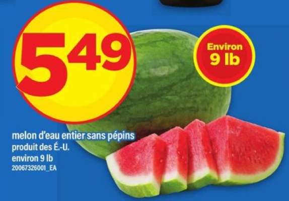 MELON D'EAU ENTIER SANS PÉPINS
