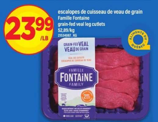 escalopes de cuisseau de veau de grain