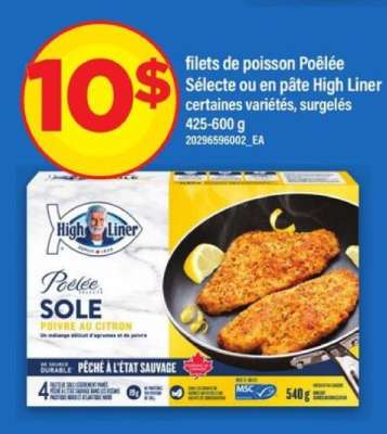 filets de poisson Poêlée Sélecte ou en pâte High Liner