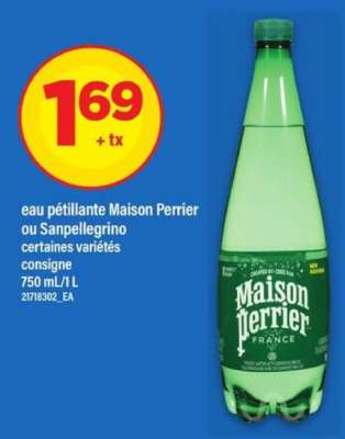 eau pétillante Maison Perrier ou Sanpellegrino
