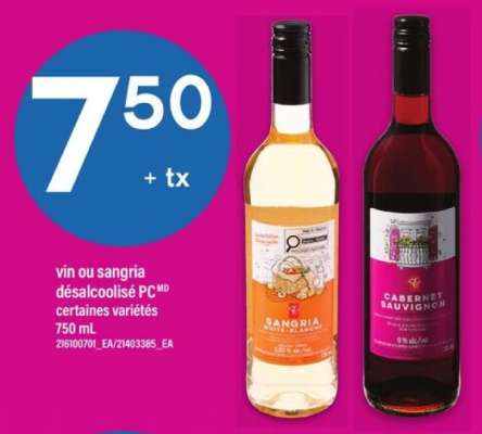 vin ou sangria désalcoolisé PC