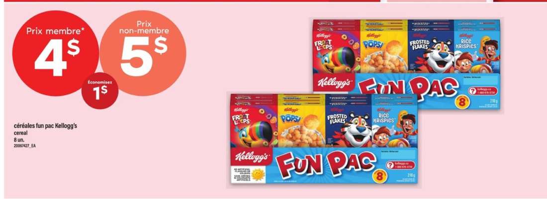céréales fun pac Kellogg's