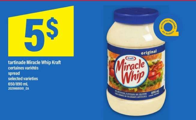 tartinade Miracle Whip Kraft