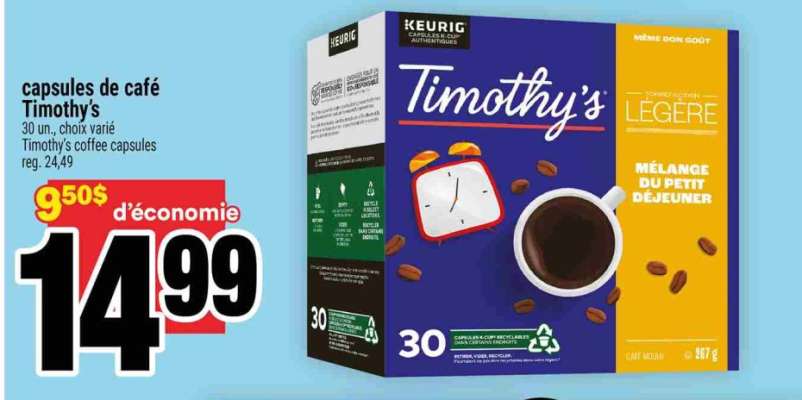 CAPSULES DE CAFÉ TIMOTHY'S