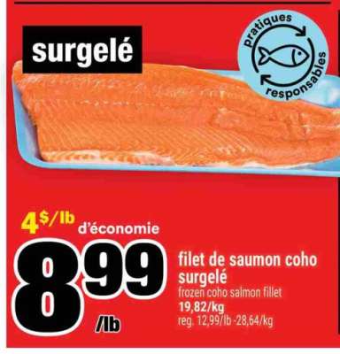 filet de saumon coho surgelé