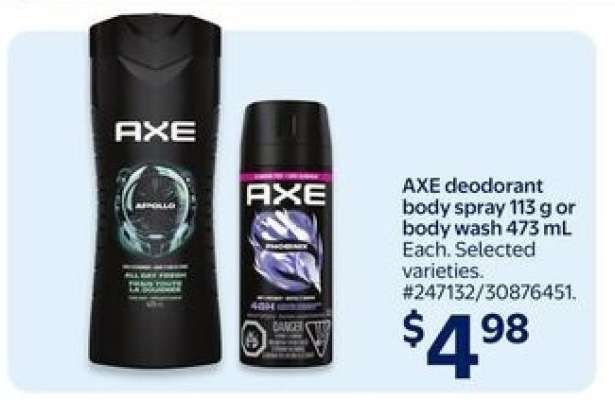 AXE deodorant body spray or body wash