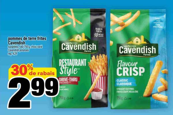 pommes de terre frites Cavendish