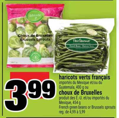 haricots verts français ou choux de Bruxelles