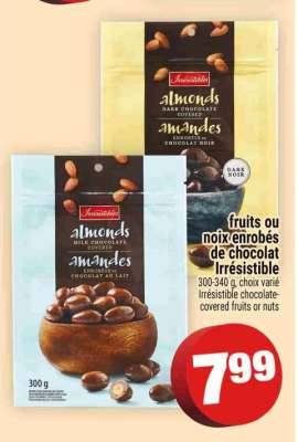 FRUITS OU NOIX ENROBÉS DE CHOCOLAT IRRÉSISTIBLE