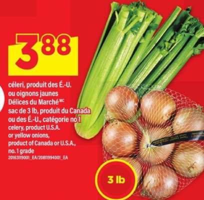 Délices du Marché céleri ou oignons jaunes