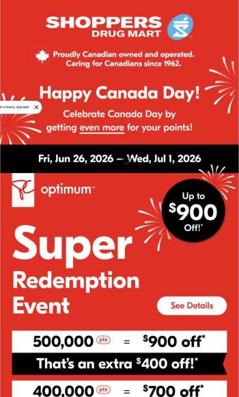 Circulaire Shoppers Drug Mart - 26 Juin 2026 - 01 Juillet 2026.