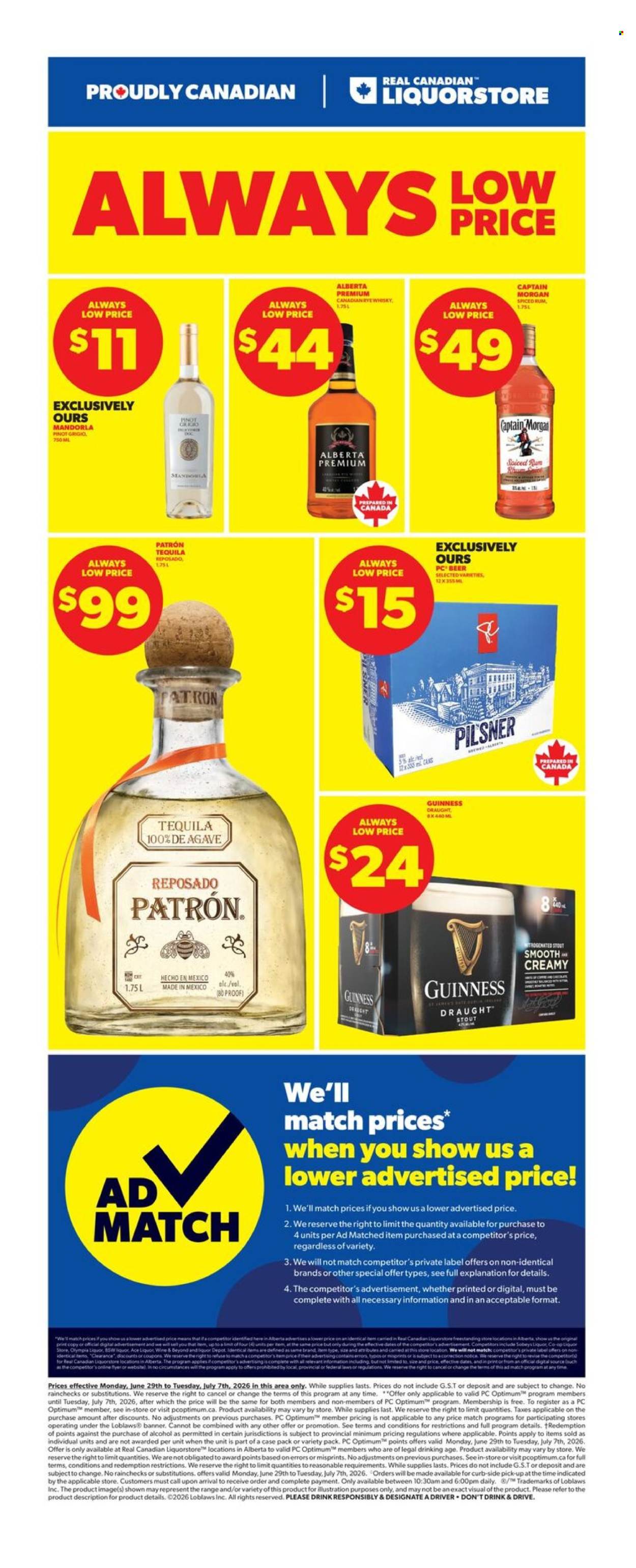 Circulaire Real Canadian Liquorstore - 29 Juin 2026 - 07 Juillet 2026. Page 1