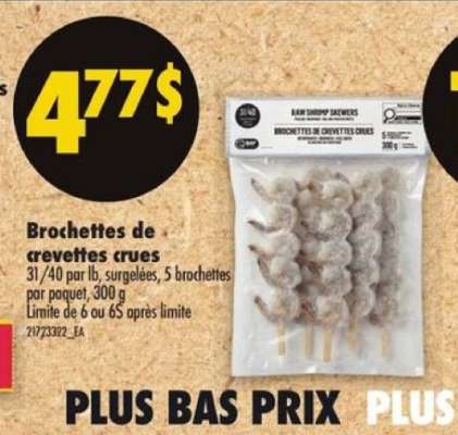 Brochettes de crevettes crues