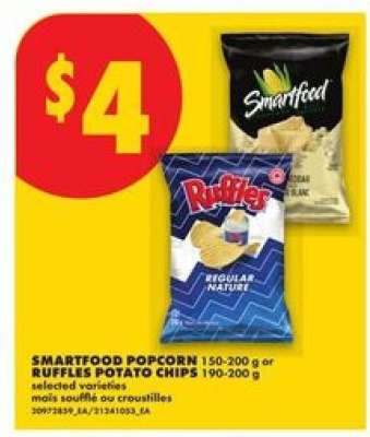 SMARTFOOD POPCORN or RUFFLES POTATO CHIPS