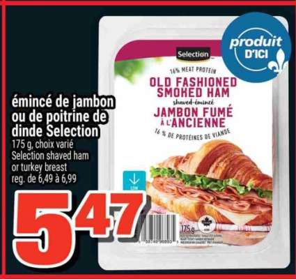 émincé de jambon ou de poitrine de dinde Selection