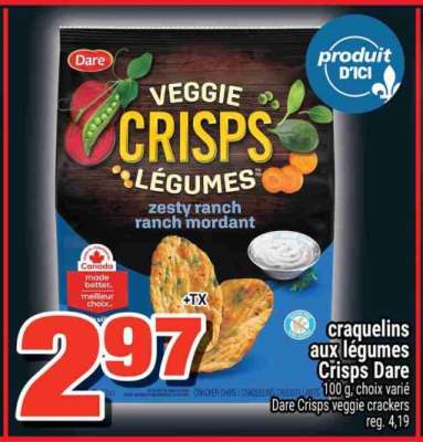 Craquelins aux légumes Crisps Dare