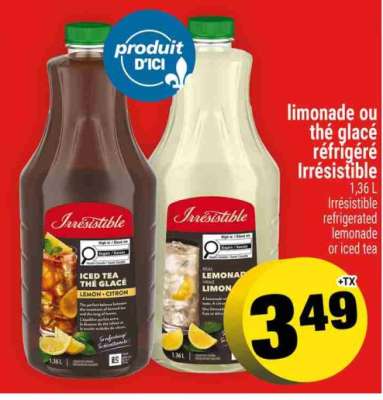 Irresistible refrigerated lemonade or iced tea