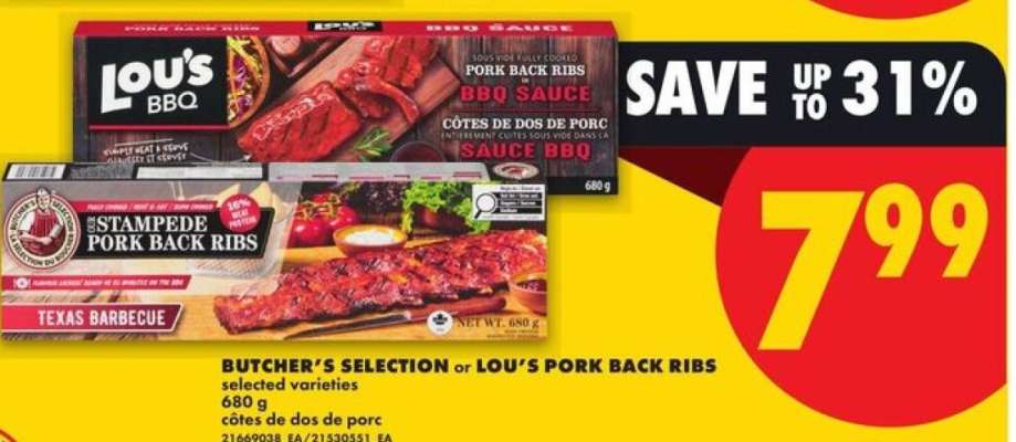 Butcher's Selection or Lou's Pork Back Ribs