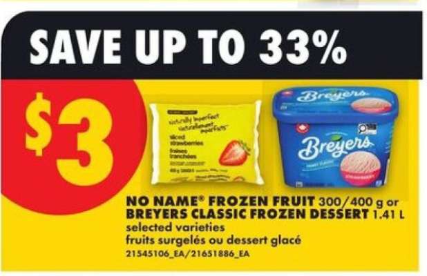 NO NAME FROZEN FRUIT or BREYERS CLASSIC FROZEN DESSERT