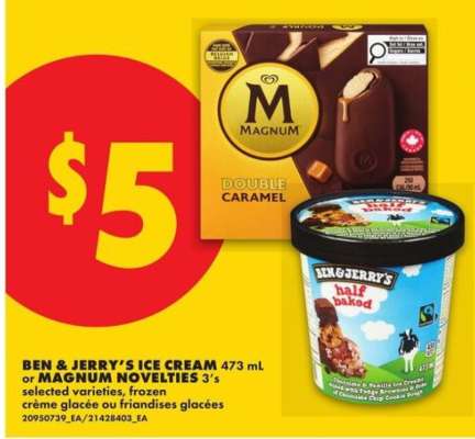 BEN & JERRY'S ICE CREAM, 473 mL or MAGNUM NOVELTIES, 3' s