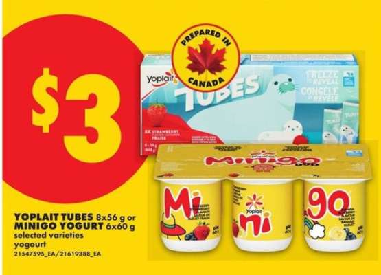 YOPLAIT TUBES OR MINIGO YOGURT