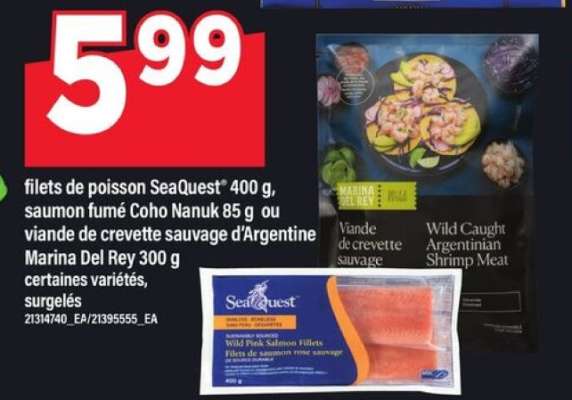 filets de poisson SeaQuest, saumon fumé Coho Nanuk, viande de crevette sauvage d'Argentine Marina Del Rey