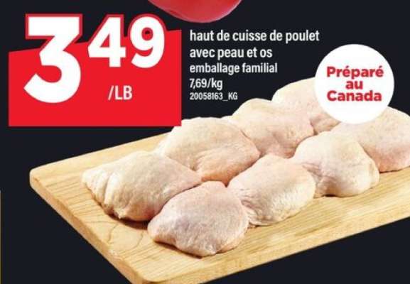 Haut de cuisse de poulet avec peau et os