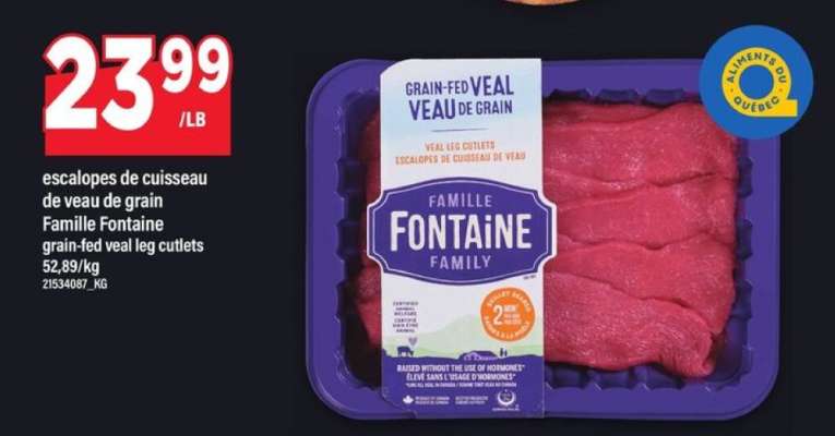 Famille Fontaine grain-fed veal leg cutlets