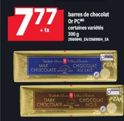 BARRES DE CHOCOLAT OR PC
