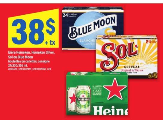 bière Heineken, Heineken Silver, SOL ou Blue Moon