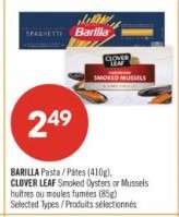 CLOVER LEAF SMOKED OYSTERS or MUSSELS