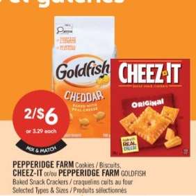 PEPPERIDGE FARM Cookies / Biscuits, CHEEZ-IT or/ou PEPPERIDGE FARM GOLDFISH