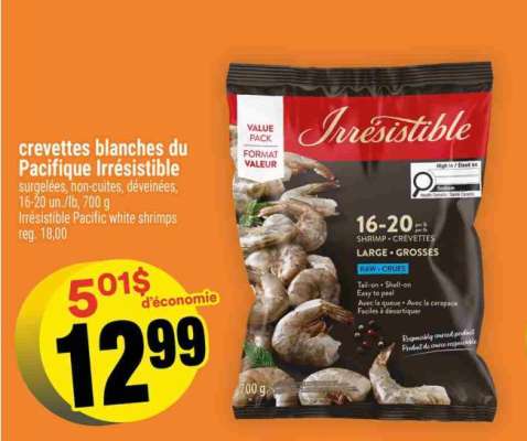 CREVETTES BLANCHES DU PACIFIQUE IRRÉSISTIBLE
