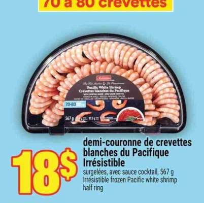 Demi-couronne de crevettes blanches du Pacifique Irrésistible