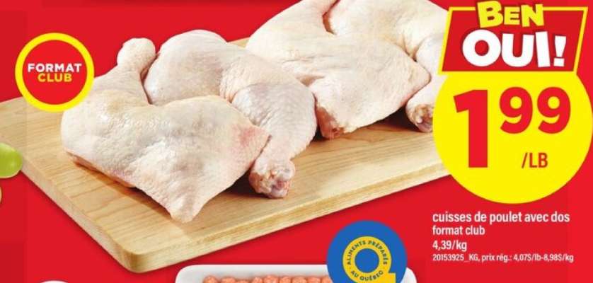 CUISSES DE POULET AVEC DOS, FORMAT CLUB