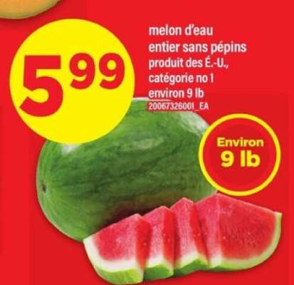 MELON D'EAU ENTIER SANS PÉPINS