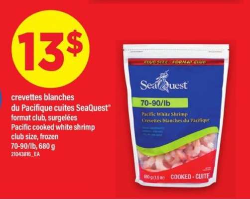 crevettes blanches du Pacifique cuites SeaQuest