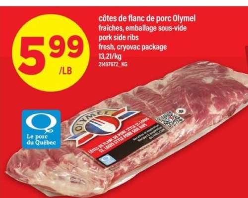 CÔTES DE FLANC DE PORC OLYMEL