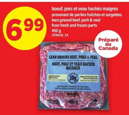 bœuf, porc et veau hachés maigres