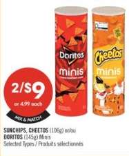 SUNCHIPS, CHEETOS or DORITOS Minis