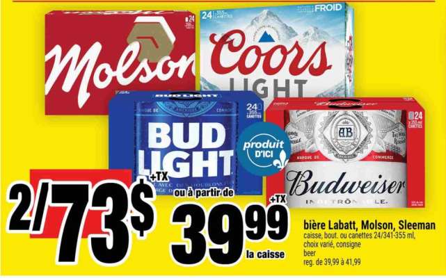 BIÈRE LABATT, MOLSON, SLEEMAN
