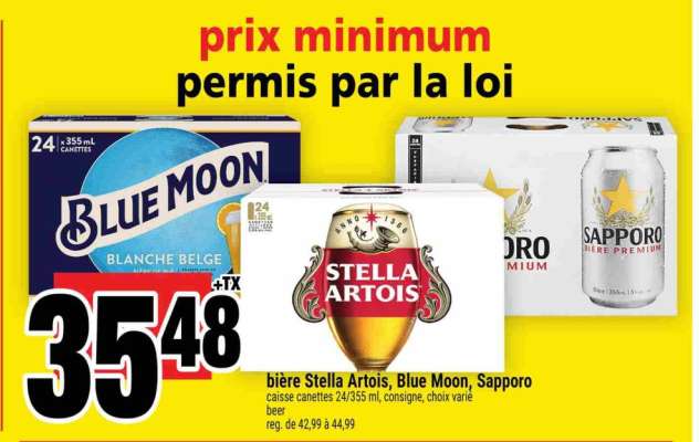 bière Stella Artois, Blue Moon, Sapporo