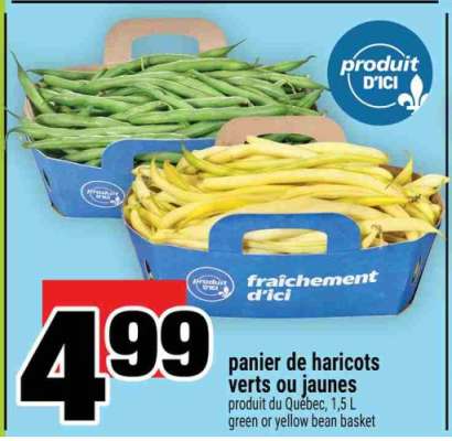 panier de haricots verts ou jaunes