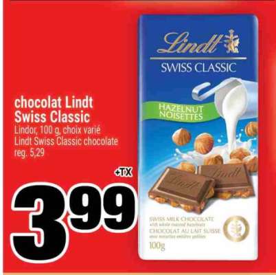 chocolat Lindt Swiss Classic