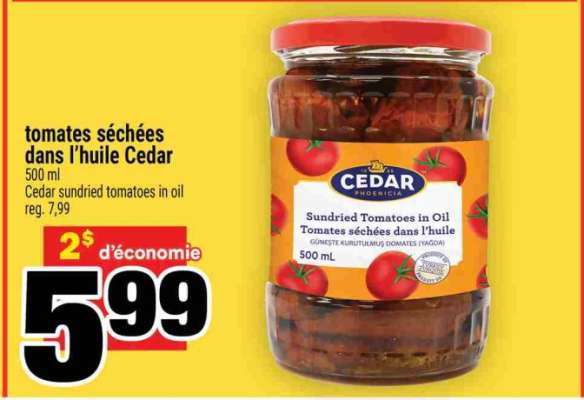 TOMATES SÉCHÉES DANS L'HUILE CEDAR